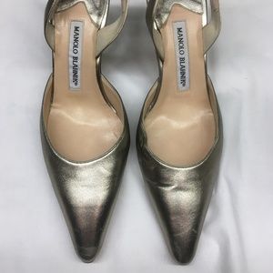 Manolo Blahnik Gold Patent Leather Heels - 7.5